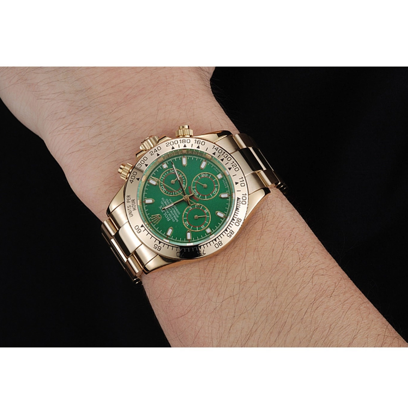 Aaa replica watch And Daytona 1454244 Dial Rolex Bracelet Green Gold Cosmograph Case 0817